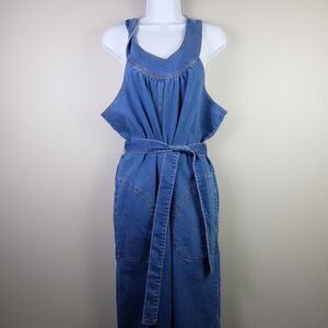 Madewell Denim Halter Wide-Leg Jumpsuit Size 16 NWT